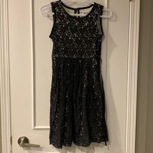 Girls Black lace pleated Dress Size 16